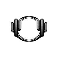 Minimalist Cactus Frame , Desert , Black and White vector