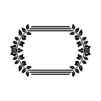 Elegant Floral Frame in Minimalist Black White Style vector