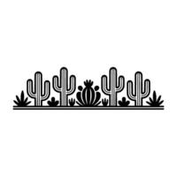 Minimalist Desert Cactus Border Element - Black and White vector