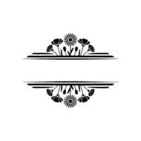 Floral Crest Black and White Botanical Frame for Text vector