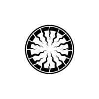 Circular Abstract Emblem in Black and White vector