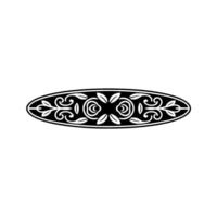 Elegant Black White Floral Oval Element vector