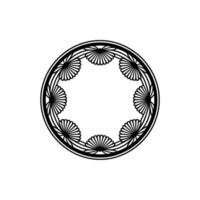 Abstract Circular Pattern Floral Motif in Black and White vector