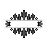 Elegant Desert Botanical Frame - Black White vector