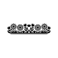 Black Floral Border - Minimalist Flower , Decorative Element vector