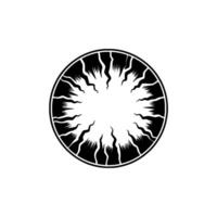 Abstract Black Sunburst Emblem on White Background - Geometric vector