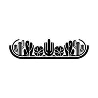 Minimalist Desert Flora Border Black Cactus Succulents on White vector