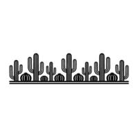 Minimalist Desert Border Black Cactus Saguaro on White Background vector