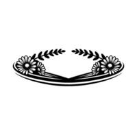 Elegant Floral Frame , Black and White, Clean Lines, Nature vector