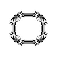 Elegant Floral Frame Black White Rose Motif, Decorative Element vector