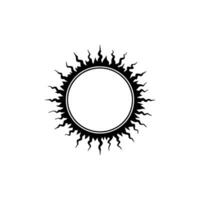 Black Sunburst Circle Frame on White, Minimalist Emblem vector