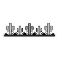 Minimalist Desert Border Cactus Line Art on Gradient Background vector