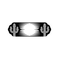 Minimalist Cactus Badge in Black and White vector
