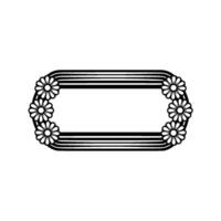 Daisy Frame, Minimalist Floral Border, Black and White Element vector