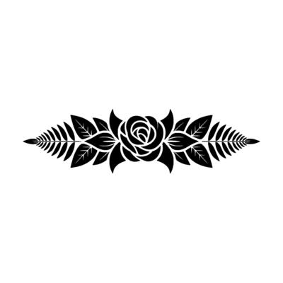 Elegant Black Floral Border with Rose and Ferns