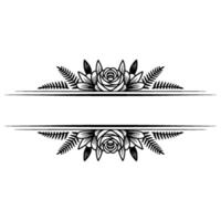 Elegant Floral Frame - Black and White Rose and Leaf for Invitations vector