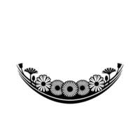 Floral Silhouette Border Decorative Daisy Arrangement on White vector