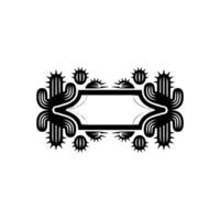 Minimalist Cactus Frame Desert-Themed , Monochromatic Illustration vector