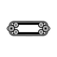 Geometric Floral Frame Illustration in Black and White, Minimalist vector