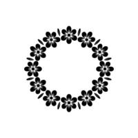 Floral Wreath Silhouette Minimalist Black Flower Circle on Grey vector