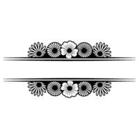 Floral Border in Minimalist Black and White vector