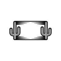 Desert Cactus Frame, Minimalist Line Art on White Background vector
