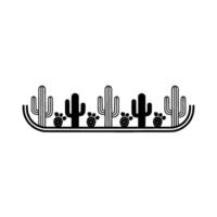 Minimalist Desert Cactus Border , Black and White, Line art vector