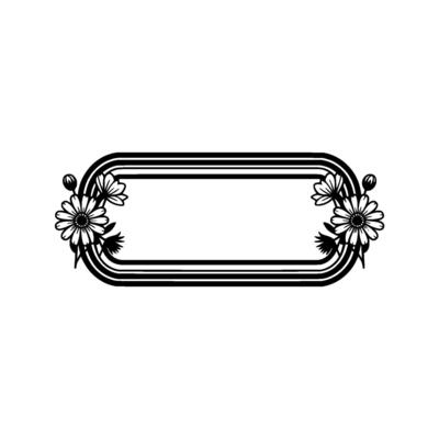 Floral Frame Silhouette, Black and White, for Text, Elegant