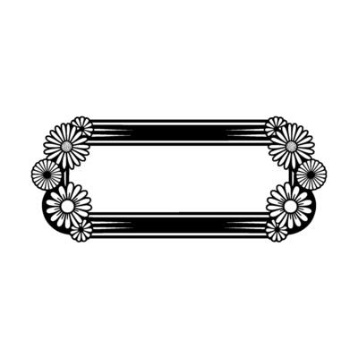 Floral Frame - Black and White Daisy Border, Elegant