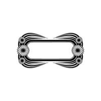 Art Deco Frame with Daisies, Black and White Decorative Element vector