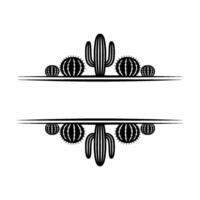 Minimalist Cactus Frame Desert , Illustration, Black and White vector