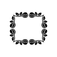 Elegant Black Leaf Frame on White Background, Leaves vector