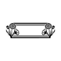 Elegant Floral Frame Black and White, Element vector