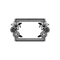 Elegant Floral Frame Black White, Minimalist, Element vector