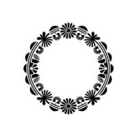 Minimalist Floral Wreath - Black and White Decorative Element vector