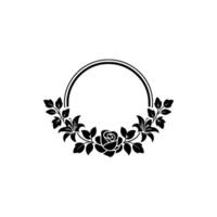 Elegant Black Floral Circle Frame on White Background - Wreath vector