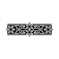 Art Nouveau Floral Border in Black and White on White Background vector
