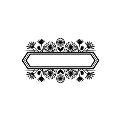 Floral Frame , Black White, Minimalist, Blank Space