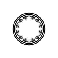 Elegant Black Circle with Fan-Shaped Elements on Cream Background vector