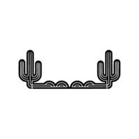 Minimalist Southwestern Cactus in Black and White, Desert vector