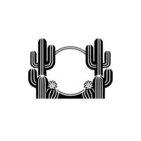Minimalist Cactus Frame with Geometric Flourishes vector