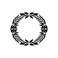 Elegant Black Leaf Wreath on White Background, Leaves vector