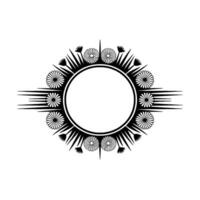 Art Deco Floral Frame with Circular Center, Black and White vector