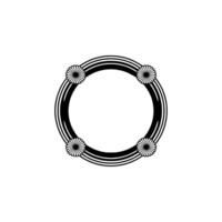 Minimalist Floral Circle Frame , Black and White vector
