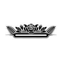 Elegant Black Floral Crest with Rose, Leaves Frame vector