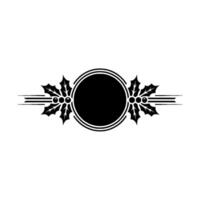 Minimalist Christmas Holly Ornament with Circle Frame vector