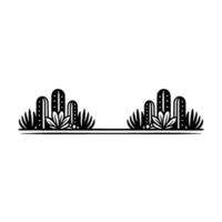 Desert Border Cactus and Plant Silhouette on Gradient Background vector