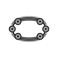 Elegant Floral Oval Frame, Black and White Minimalist, Decorative vector