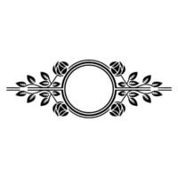 Elegant Floral Frame with Circle, Minimalist Black White vector