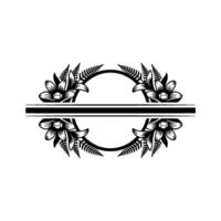 Elegant Floral Monogram Circle with Black White Decoration vector